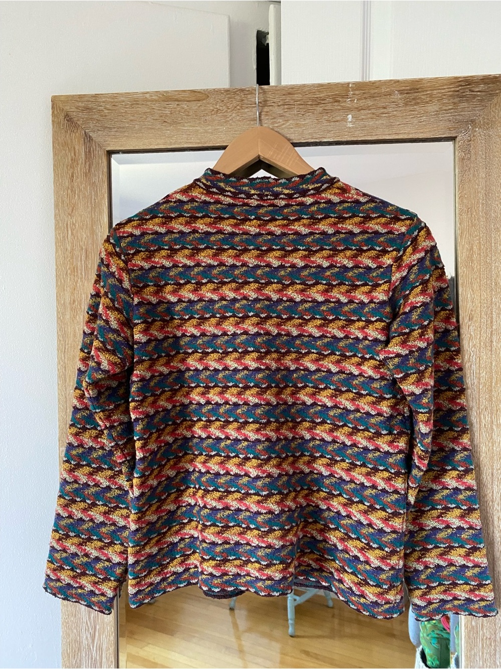 Vintage 90s Missoni Sport Multicolor Wave-Pattern Crewneck Cropped Boxy Sweater - Picture 14 of 14